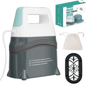 Portable Hat Heat Press  Machine with Ceramic-Coated Curved Heat Plate Blue